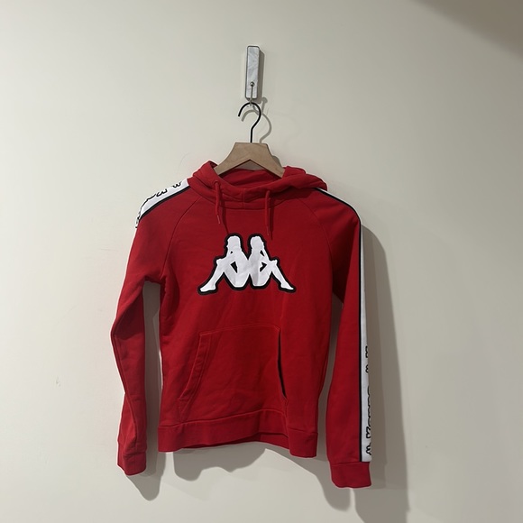 • KAPPA • Men’s LOGO TAPE DAPET HOODIE Red / White / Black Small - Picture 2 of 5